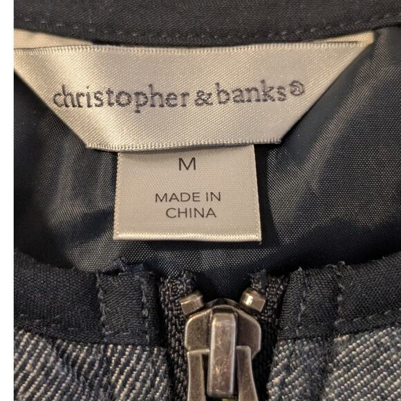 Christopher & Banks Front Zip Puff Denim Look Vest Womens' Size M - Picture 3 of 11